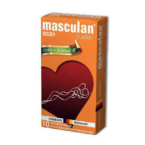 Презервативы "Masculan Dotty&Ribbed" розовые, стимулирующие, 10шт 