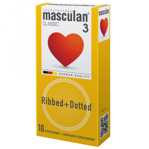 Презервативы "Masculan Ribbed&Dotted" розовые, стимулирующие, 10шт