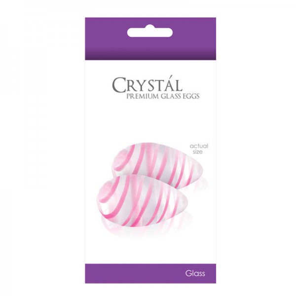 Вагинальные шарики "Crysyal Kegel Eggs" бело-розовые, стекло