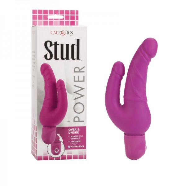 Вибратор двухголовый "Power Stud" анально-вагинальный, розовый
