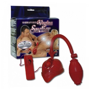 Помпа для клитора и половых губ  "Vagina Sucker" с вибрацией, красная