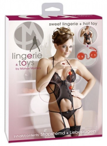 Эротический корсаж и вагинальные шарики "Lingerie Toys" S/M