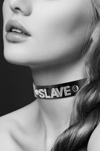 Чокер на черном ремешке "Bijoux" с надписью "Slave" 