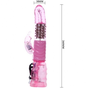 Вибратор-ротатор с клиторальным зайкой "Deluxe" розовый