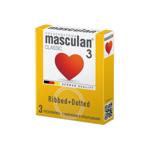 Презервативы "Masculan Ribbed&Dotted" розовые, стимулирующие, 3шт
