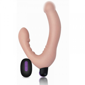 Безремневой страпон с вибрацией "Lovetoy" на дистанционном управлении