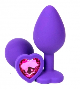 Пробка с розовым кристаллом "Vandersex Heart" фиолетовая, M