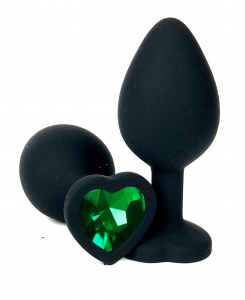 Пробка с зеленым кристаллом "Vandersex Heart" черная, S