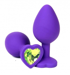Пробка с салатовым кристаллом "Vandersex Heart" фиолетовая, S