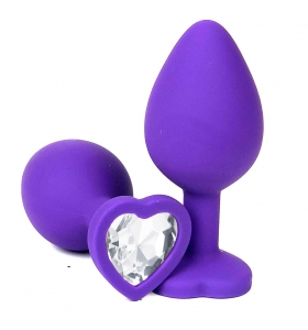 Пробка с белым кристаллом "Vandersex Heart" фиолетовая, S