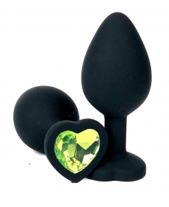 Пробка с салатовым кристаллом "Vandersex Heart" черная, S