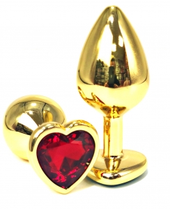 Пробка с красным кристаллом "Vandersex Heart" золото, S