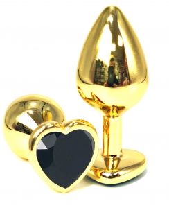Пробка с черным кристаллом "Vandersex Heart" золото, S
