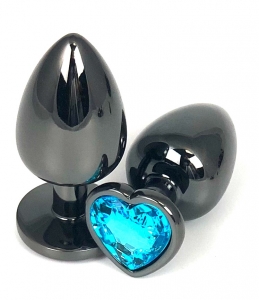 Пробка с голубым кристаллом "Vandersex Heart" черный металл, М