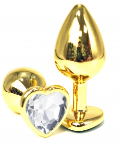 Пробка с белым кристаллом "Vandersex Heart" золото, S