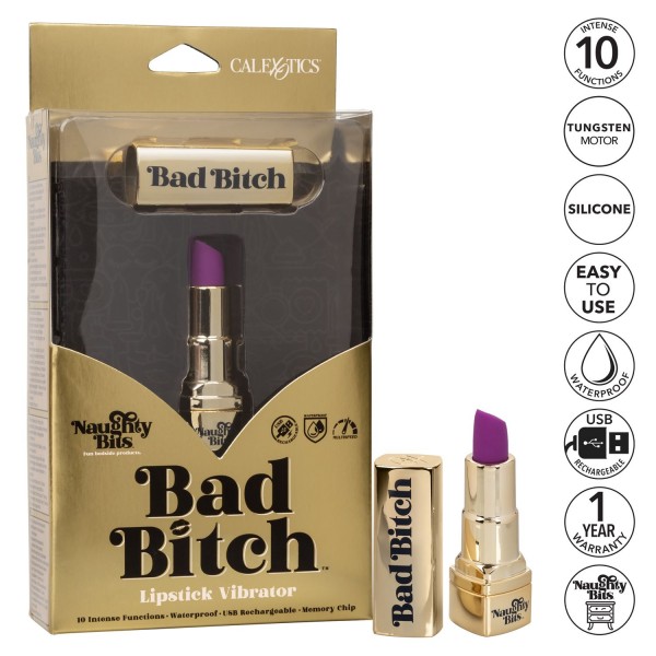Мини вибратор "Naughty Bits Bad Bitch Lipstick" в виде губной помады, фиолетовый