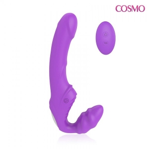 Безремневой страпон с вибрацией на дистанционном управлении "Cosmo" фиолетовый