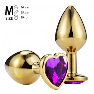 Пробка с фиолетовым кристаллом "Vandersex Heart" золото, M