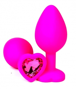 Пробка с розовым кристаллом "Vandersex Heart" розовая, M
