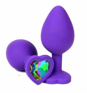 Пробка с кристаллом хамелеон "Vandersex Heart" фиолетовая, M