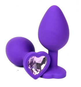 Пробка с сиреневым кристаллом "Vandersex Heart" фиолетовая, S