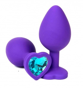 Пробка с голубым кристаллом "Vandersex Heart" фиолетовая, S