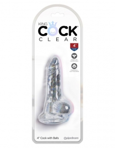 Фаллоимитатор на присоске "King Cock Clear 4" прозрачный, мини