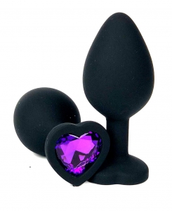 Пробка с фиолетовым кристаллом "Vandersex Heart" черная, L