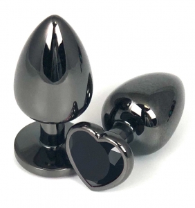 Пробка с черным кристаллом "Vandersex Heart" черный металл, S
