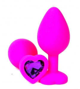 Пробка с фиолетовым кристаллом "Vandersex Heart" розовая, S