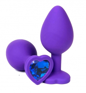 Пробка с синим кристаллом "Vandersex Heart" фиолетовая, L