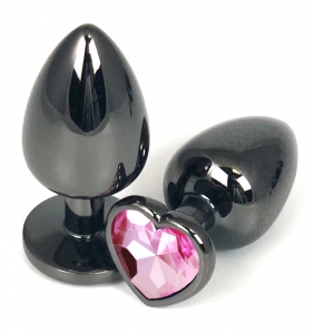 Пробка с розовым кристаллом "Vandersex Heart" черный металл, S