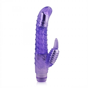 Вибратор с клиторальным стимулятором "Curve Seduction" рельефный, фиолетовый
