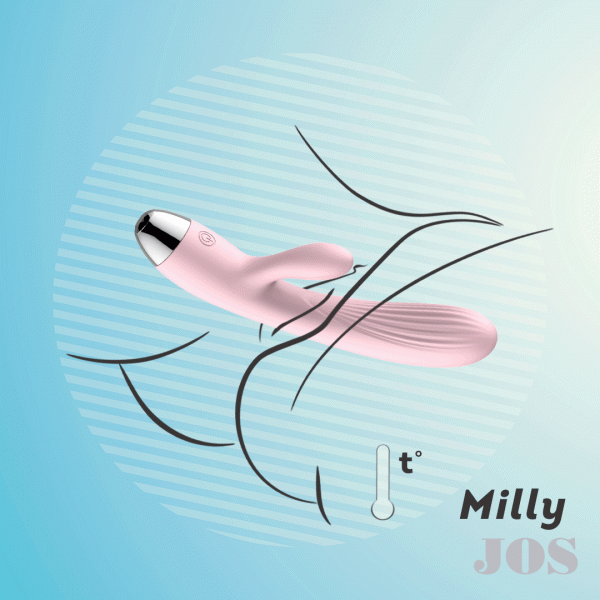 Вибратор-пульсатор с клиторальным стимулятором "JOS Milly" с подогревом, розовый