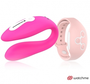 Вибратор для двоих "Wearwatch" на дистанционном браслете, розовый