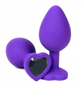 Пробка с черным кристаллом "Vandersex Heart" фиолетовая, L