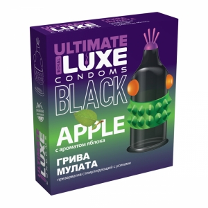Стимулирующая насадка-презерватив "Luxe Грива Мулата" черная, с ароматом яблока