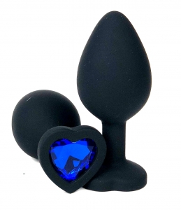Пробка с синим кристаллом "Vandersex Heart" черная, L
