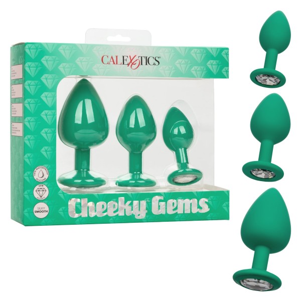 Набор анальных пробок "Cheeky Gems" зеленые, S, M, L