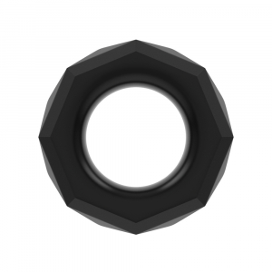 Эрекционное кольцо "Lovetoy" с рельефом в виде гайки, черное