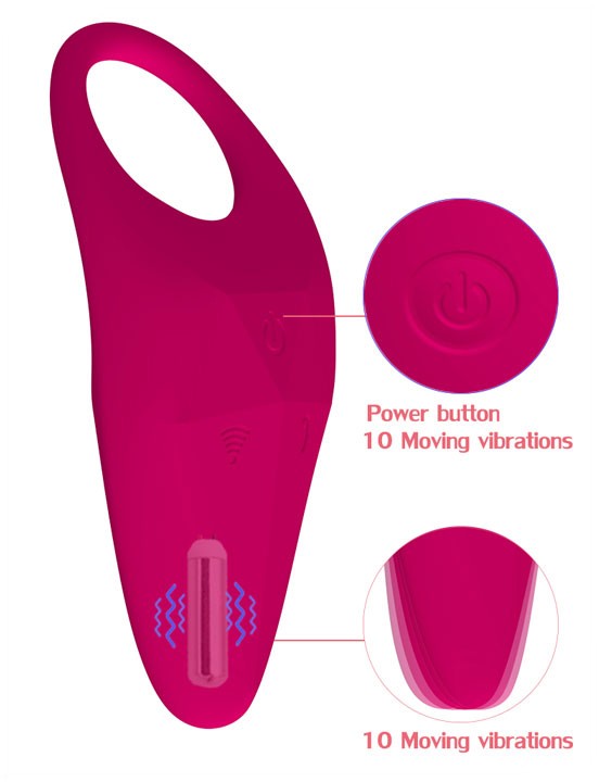 Кольцо эрекционное с вибрацией "IYIQU" супер мощное, красное