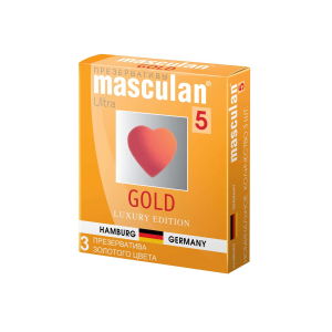 Презервативы "Masculan Gold" золотые, с ароматом ванили, 3шт