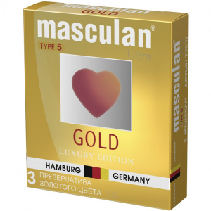 Презервативы "Masculan Gold" золотые, с ароматом ванили, 3шт