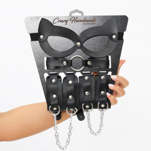 Набор БДСМ-девайсов "Crazy Handmade" маска, наручники, оковы, ошейник