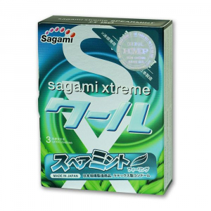 Презервативы ультратонкие "Sagami X-Treme" с охлаждающим эффектом и ароматом мяты, 3шт