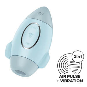 Стимулятор клитора "Satisfyer Mission Control" вакуум+вибрация, голубой