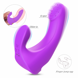 Вибратор на палец с клиторальным стимулятором "S-Hande Finger-Gun" фиолетовый