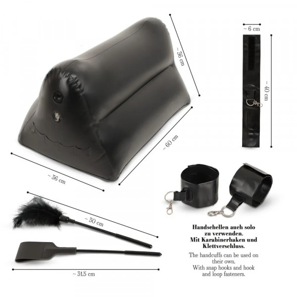 Подушка с наручниками для секс позиций надувная "Love Cushion" + стек и перо