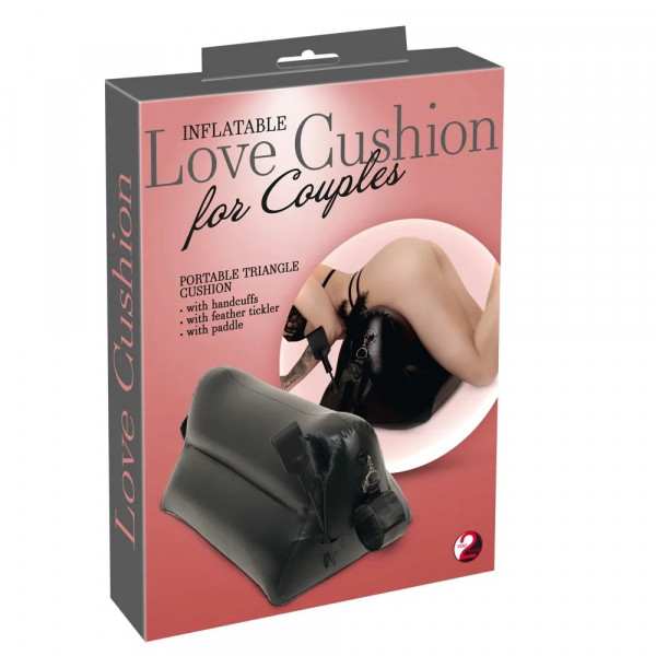 Подушка с наручниками для секс позиций надувная "Love Cushion" + стек и перо
