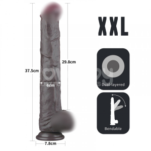 Супер реалистичный фаллоимитатор с хребтом для фистинга "Nature Cock 14,5" черный